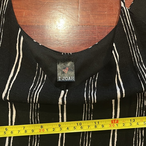 Womens Large I Joah black and white striped v neck dress 2side slits - Picture 4 of 8